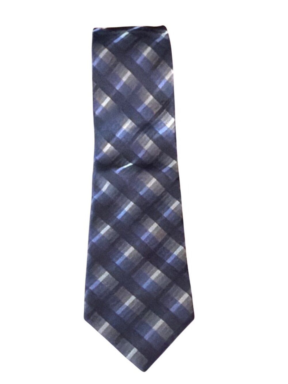 Calibrate Navy Plaid 100% Silk Tie Made In USA 62" x 3.25" Professional NWT